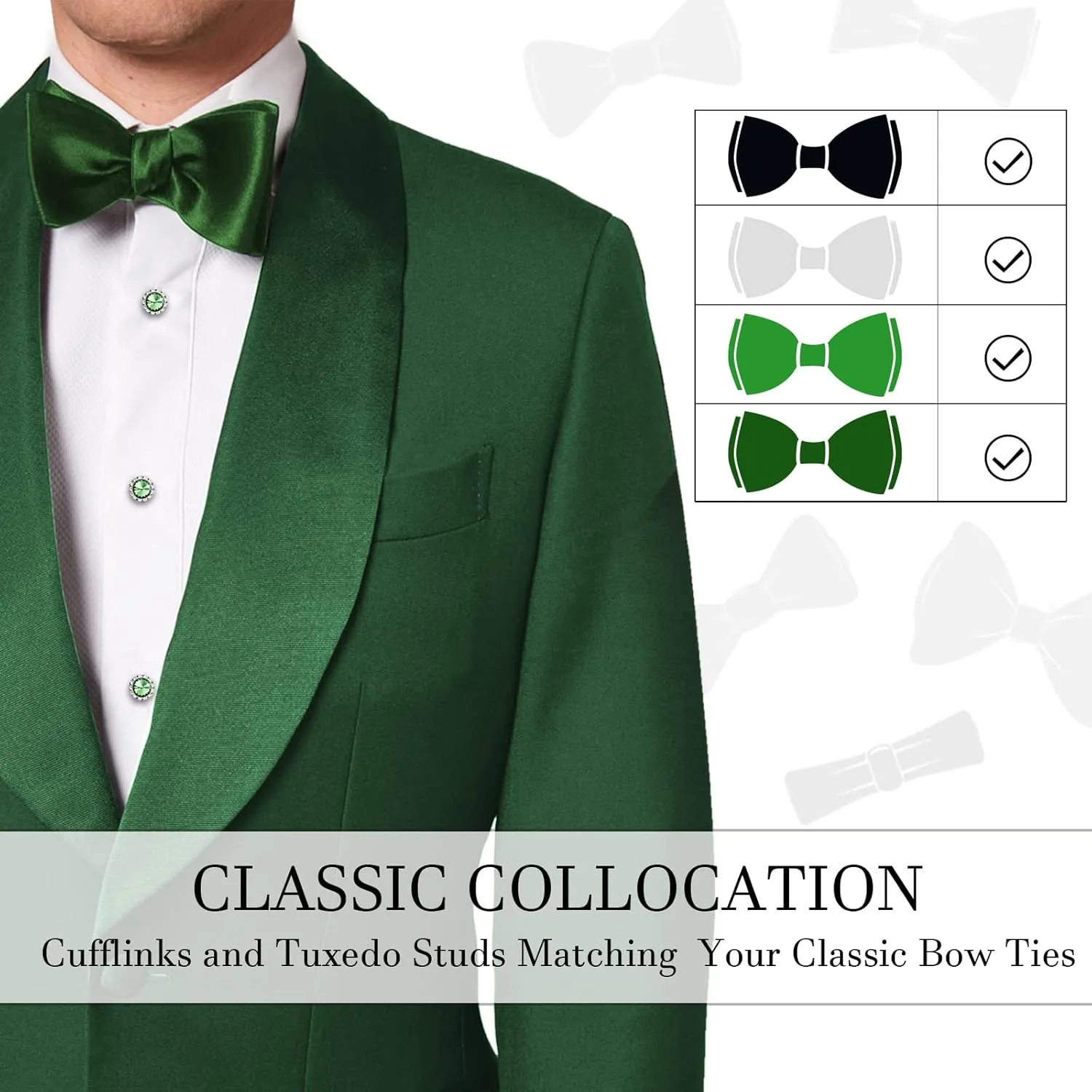 AMITER Crystal Cufflinks and Tuxedo Studs for Men, Cuff Links Suits for Shirt Formal Dress Business Wedding Anniversary