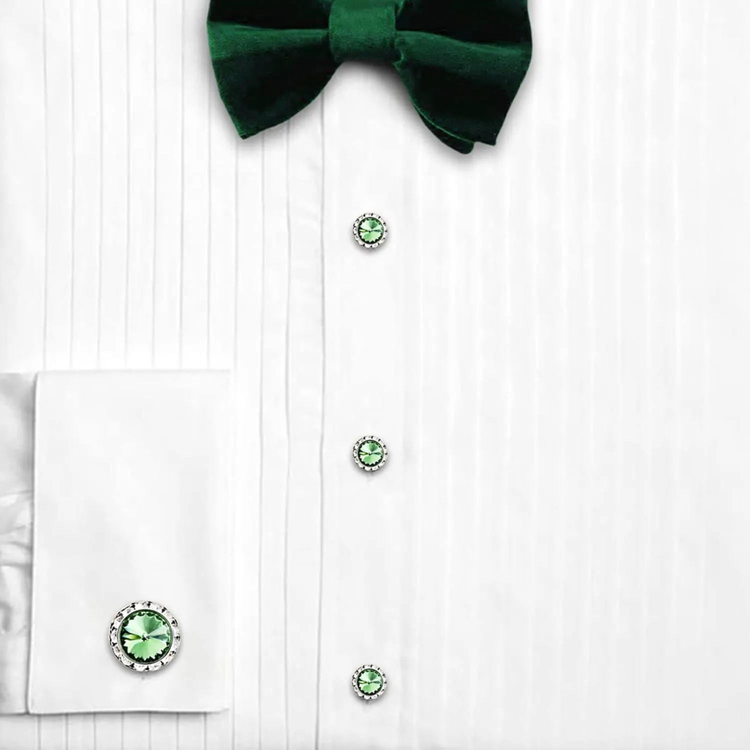 AMITER Crystal Cufflinks and Tuxedo Studs for Men, Cuff Links Suits for Shirt Formal Dress Business Wedding Anniversary
