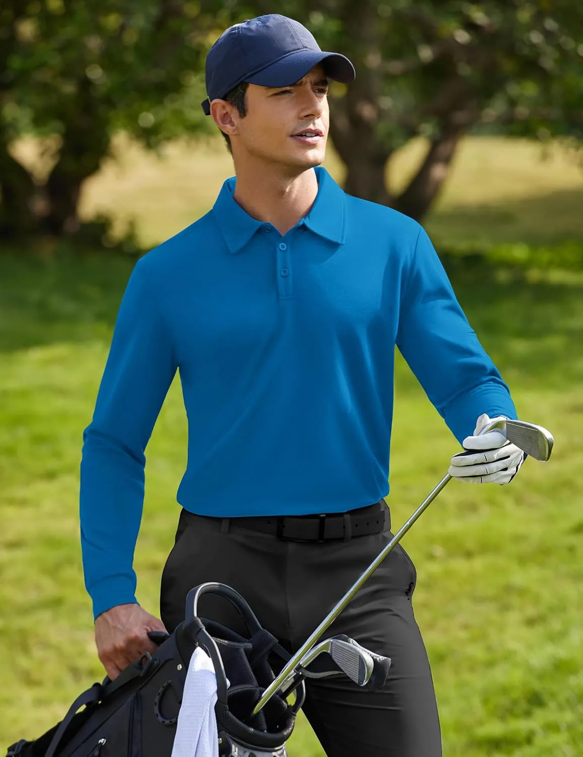 Deyeek Men's Polo Shirts Long Sleeve Golf Polo Shirts for Men Quick Dry UPF 50  Sun Protection Polos Casual Collared Shirts