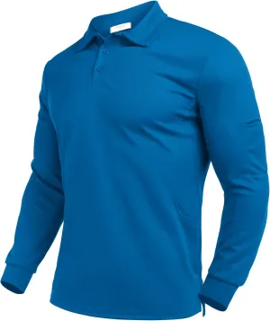 Deyeek Men's Polo Shirts Long Sleeve Golf Polo Shirts for Men Quick Dry UPF 50  Sun Protection Polos Casual Collared Shirts