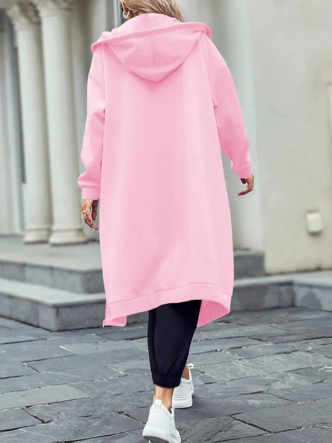 Dyexces Women Zip Up Hoodie Casual Long Hoodies for Women Tunic Sweatshirts Jackets Winter Coat with Pockets