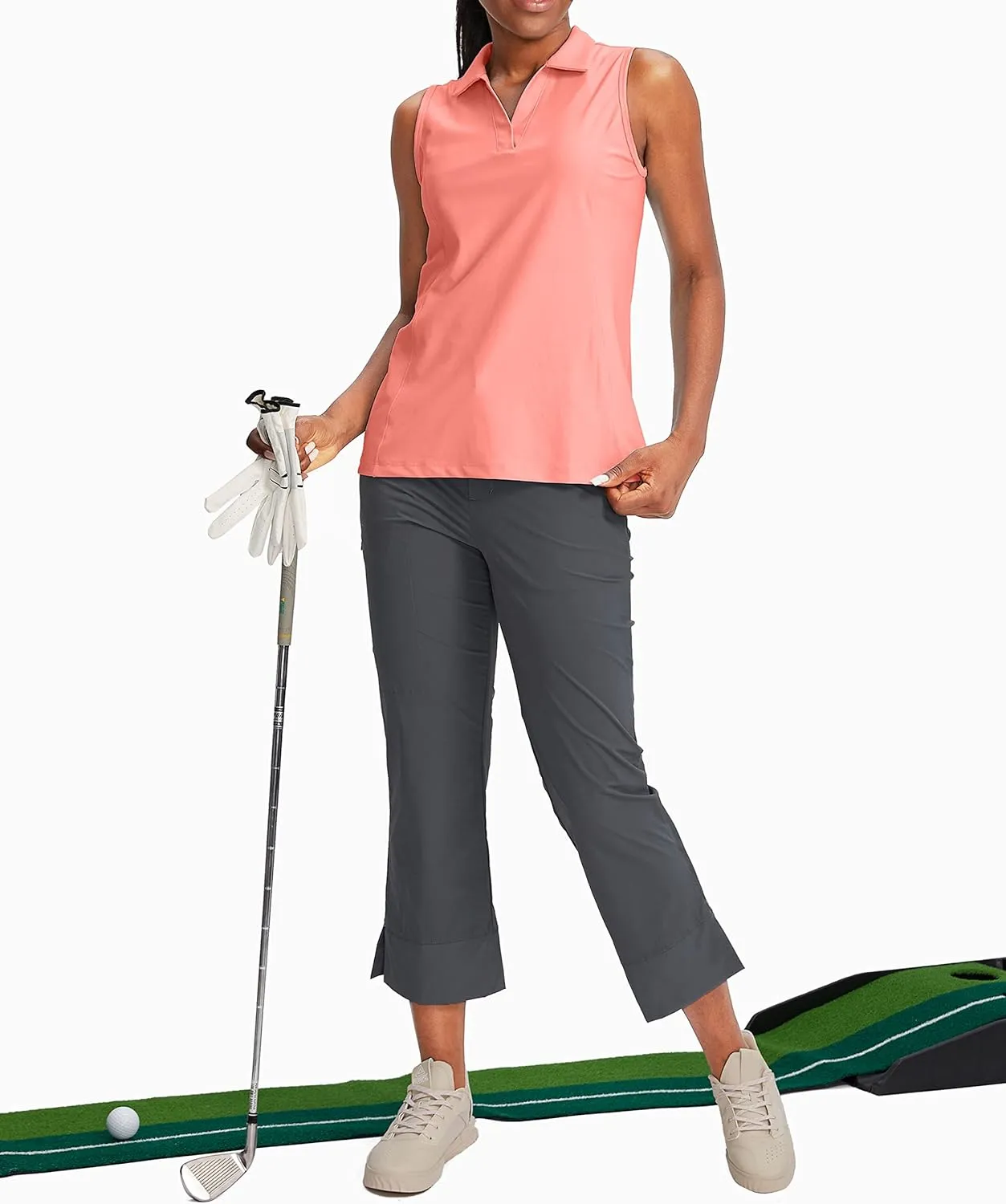 G Gradual Women's Sleeveless Golf Polo Shirts Tennis Quick Dry Collared Tank Tops V-Neck Polos for Women