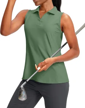 G Gradual Women's Sleeveless Golf Polo Shirts Tennis Quick Dry Collared Tank Tops V-Neck Polos for Women
