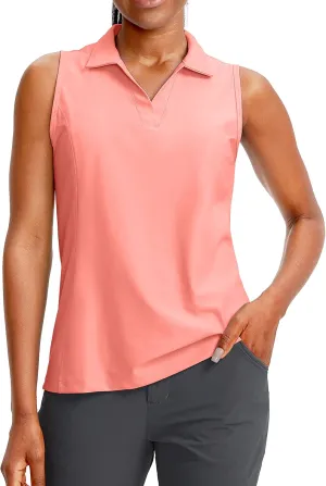 G Gradual Women's Sleeveless Golf Polo Shirts Tennis Quick Dry Collared Tank Tops V-Neck Polos for Women
