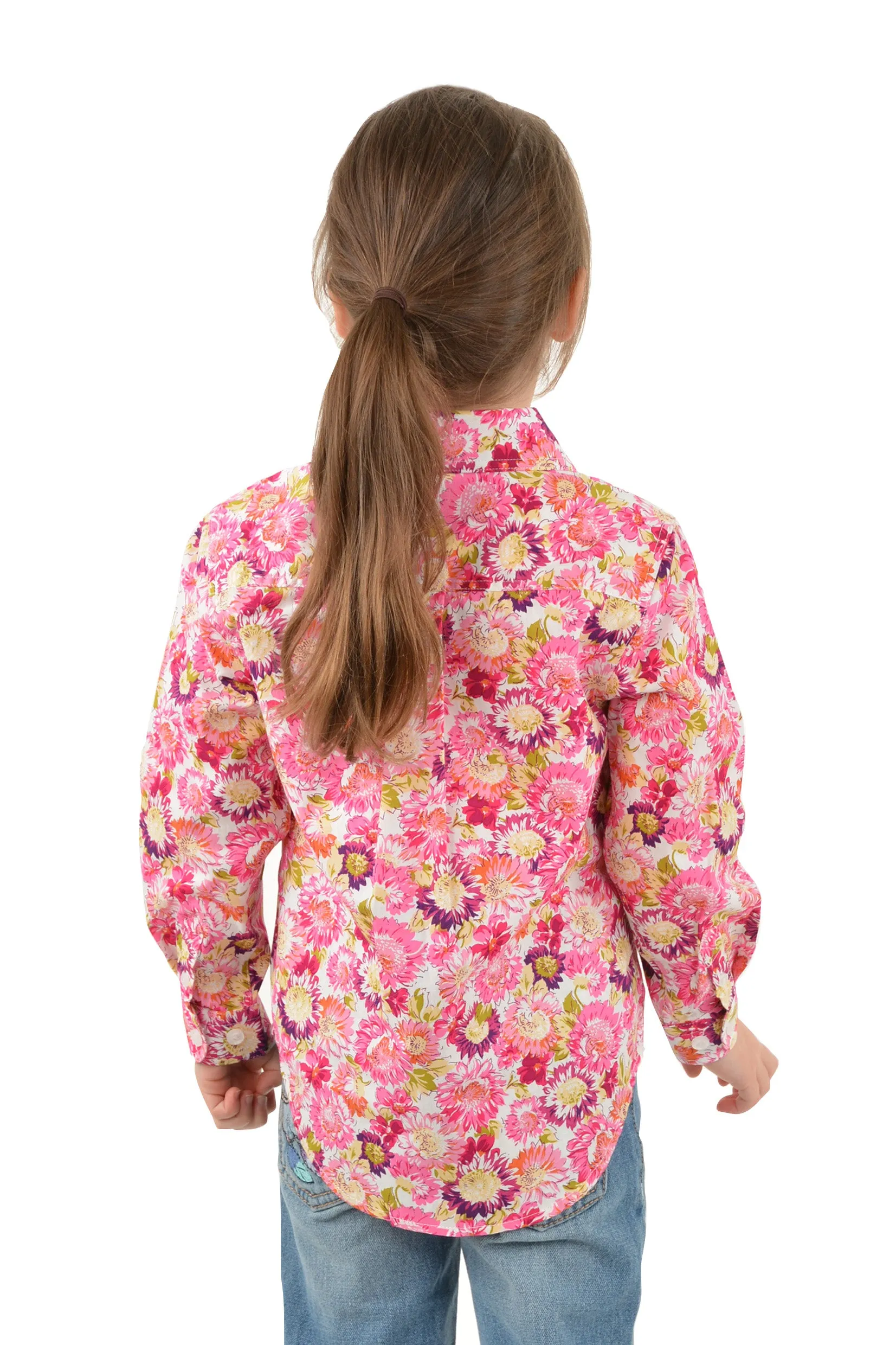 Hard Slog Kids Belle Half Placket L/S Shirt - Pink - H3W7101169