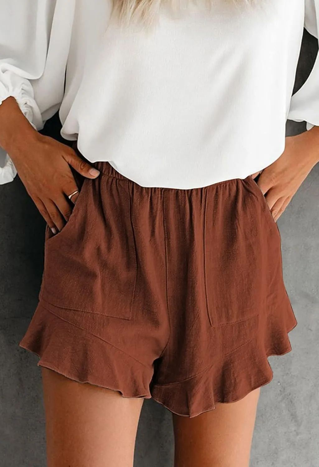 HUUSA Women's Casual Loose Summer Beach Shorts Comfy High Waist Loungwear Athletic Shorts with Pockets