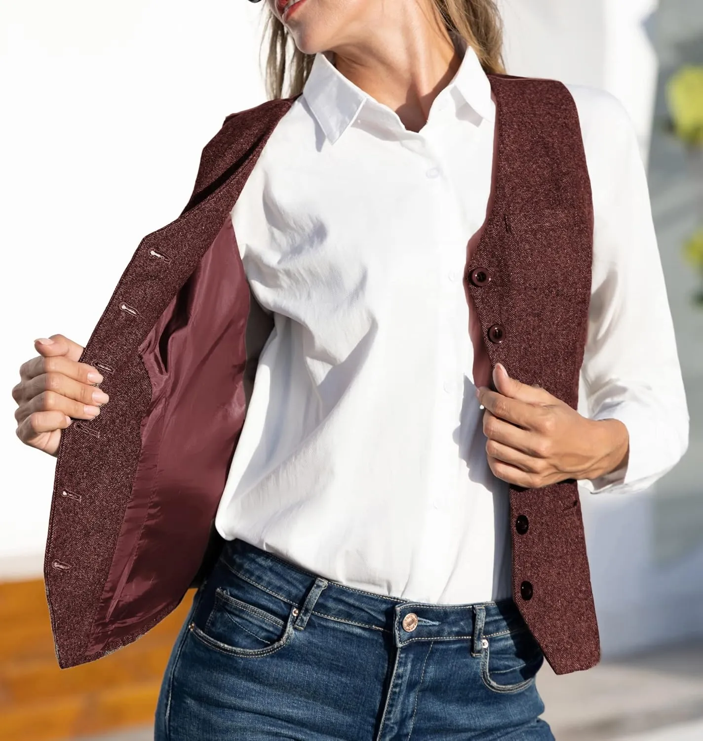 KANCY KOLE Women's Vintage Vest Fully Lined Formal Business Dress Suits Button Down Steampunk Waistcoat
