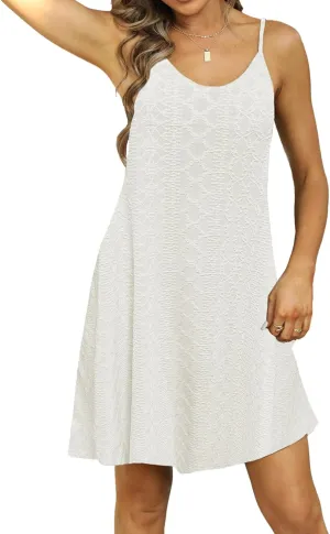 Ladmous Women Spaghetti Strap Summer Dress Floral Sundresses Beach Cover Up Dresses with Pockets