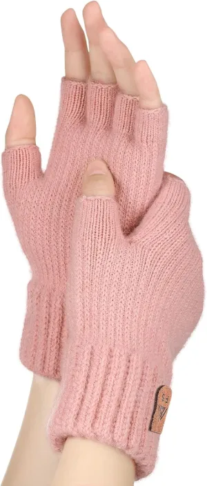 Pleneal Winter Fingerless Gloves for Women Men - Women's Winter Gloves, Warm Knit Gloves for Women Cold Weather