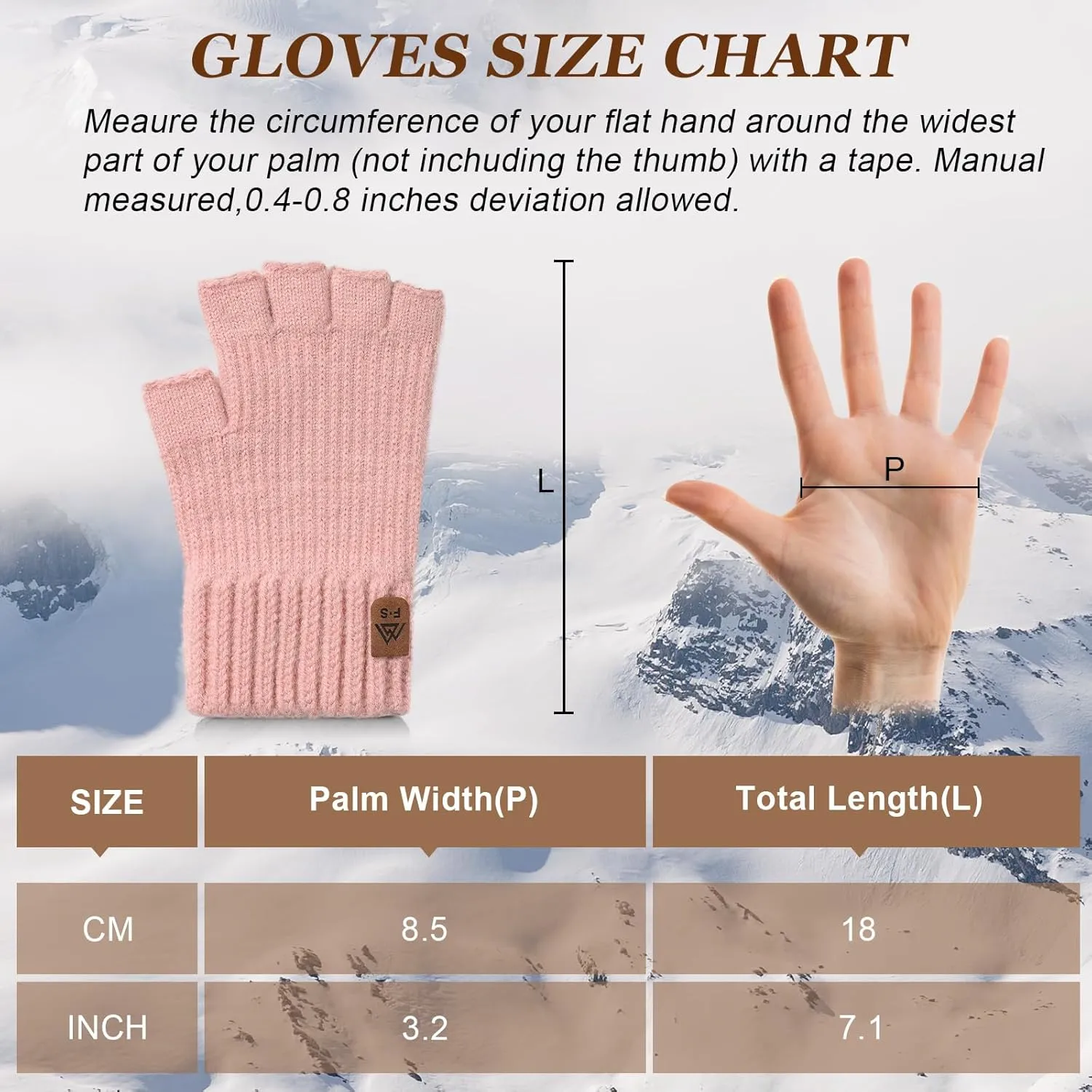 Pleneal Winter Fingerless Gloves for Women Men - Women's Winter Gloves, Warm Knit Gloves for Women Cold Weather