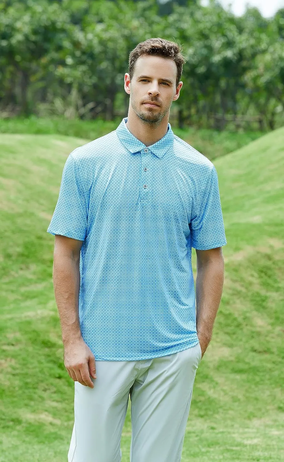 WARHORSEE Golf Polo Shirts for Men Short Sleeve Wrinkle Free 4 Way Stretch Moisture Wicking Performance Collared Tshirts